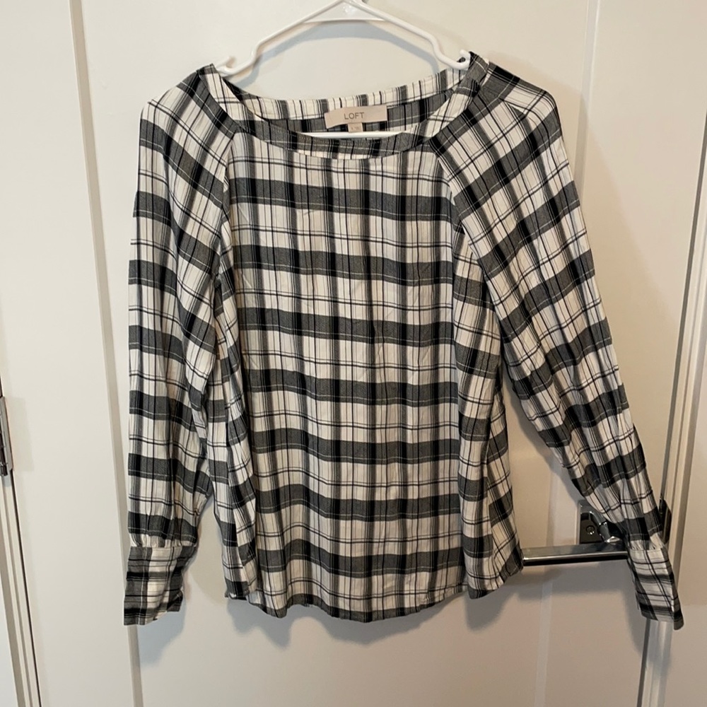 Black and white plaid top, Loft, small